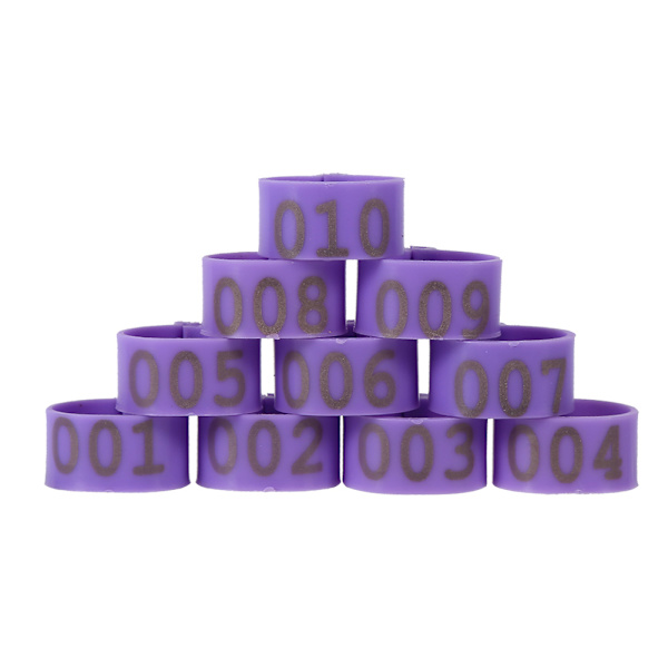 100 KPL / Pussi 16MM 001-100 Numeroitu Muovi Siipikarjan Kanojen Ankat Hanhi Jalkarenkaat Renkaat (Violetti)