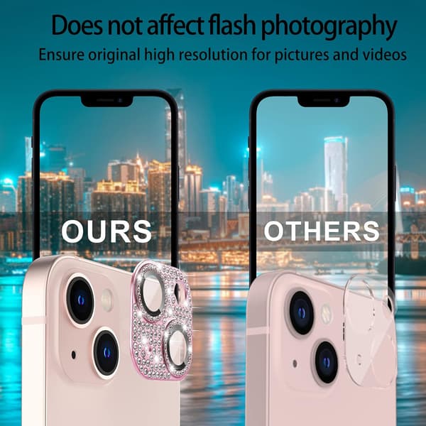 iPhone 14 / iPhone 14 Plus bagkamerabeskyttelse, diamantkamera