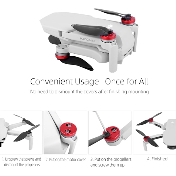 4 kpl Mini 2 -moottorin suojakannen suojus DJI Mini 2/Mini SE -lisävarusteille, vedenpitävä ja pölytiivis alumiinimoottorin suojus