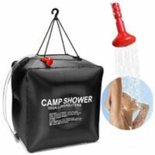 Solsduschpåse 40 liter camping, temperatur 45 °C vandring, klättring