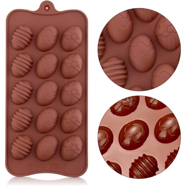 Sæt med 4 påske 3D silikone kageforme til 15 æg/chokolade Små kager/Tarteletter 22x10,5 cm