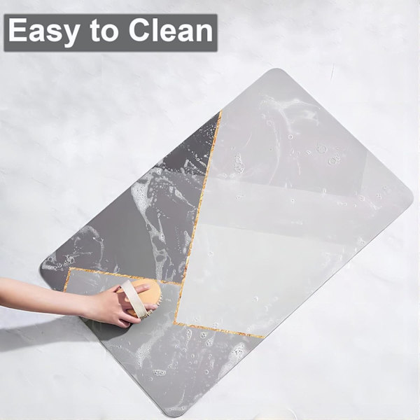 Skridsikker absorberende bademåtte badeværelse tæppe diatomit mikrofiber blød bademåtte hurtig tørring grå 40×60cm