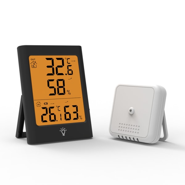 Temperaturfuktighetsmåler med LCD-bakgrunnsbelysning, trådløs termom