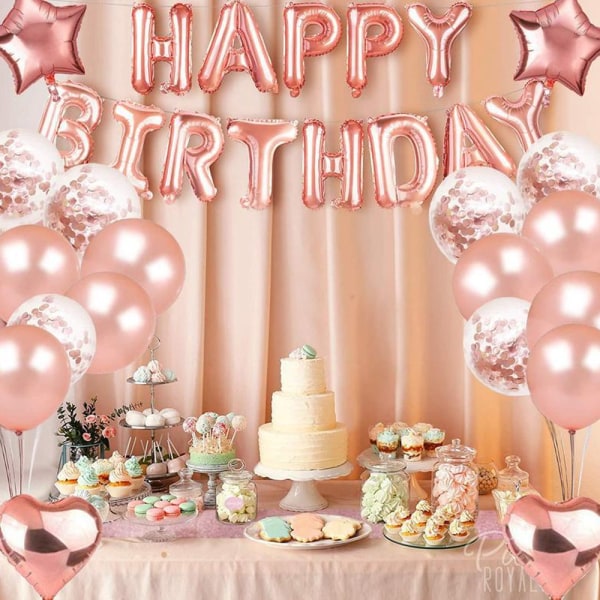 Dekoration för födelsedagsfest, latexballonger, ballonger med texten \"Happy Birthday\"