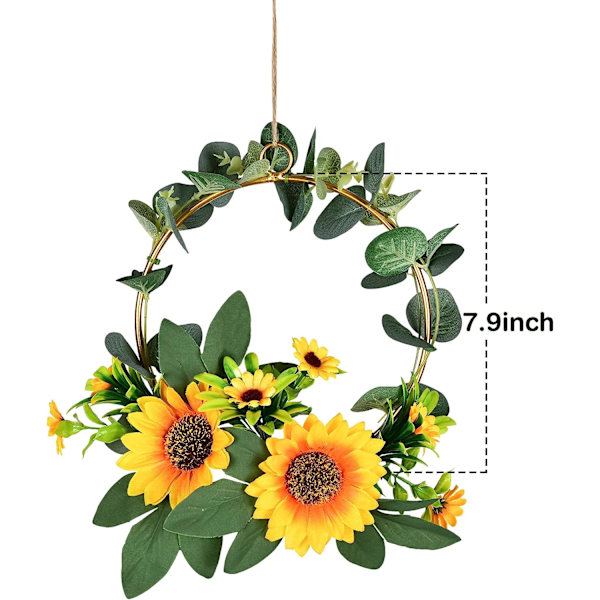 Konstgjord solros/rosbågekrans, set med 3 hängande blommor