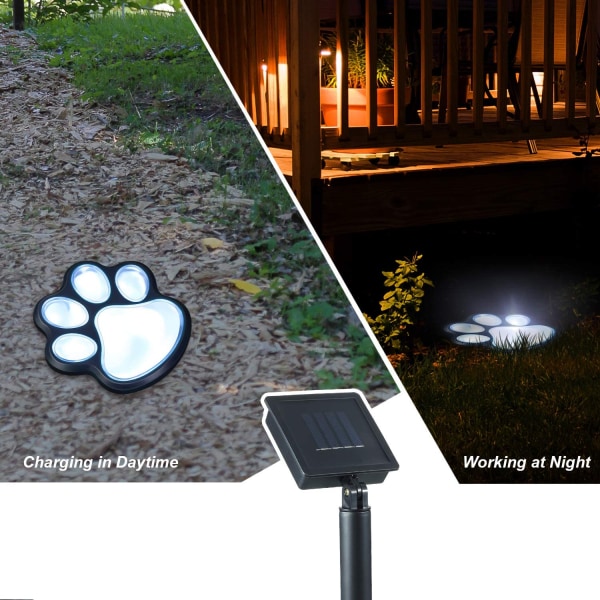 Utomhus LED Paw Solar Decor Lamp Solar Dog Cat Animal Paw Print White