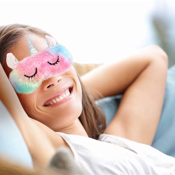 H HOMEWINS 3D söt sömnmask, andningsbar ögonmask av 100 % natur siden & plysch, justerbart gummiband, sovmask, nattmask för sömn