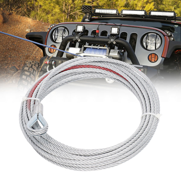 4500LBS Winch Cable Wire Stainless Steel Rope 5.5mm Diameter 10m Length for Towing Winches