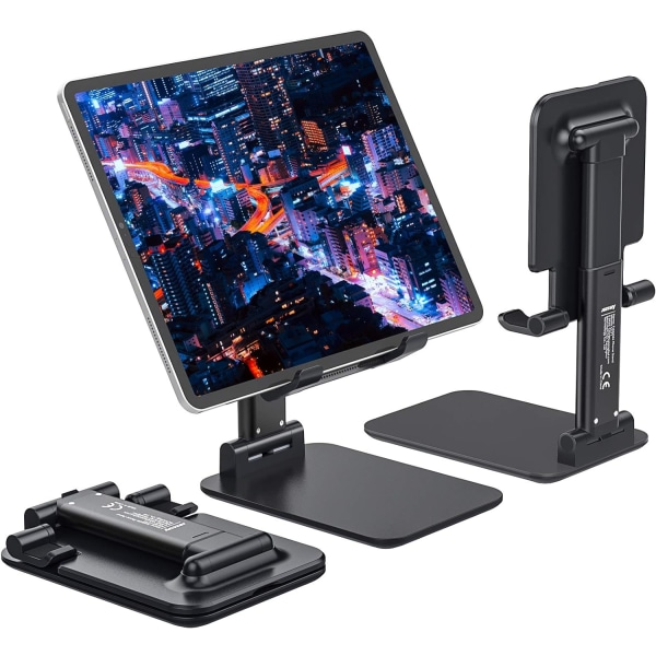 Anozer Foldbar Desktop Angle Tablet Holder, Justerbar Telefonholder med Anti-Slip overflade og aluminiumslegering til iPad Air, Huawei Tablet, Samsung,