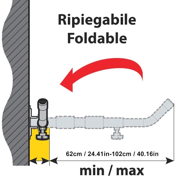 Vægmonteret Stativ 62‑102cm Justerbar 40KG Bærende Aluminium Legering Holder Supportbeslag til Værktøjskasse