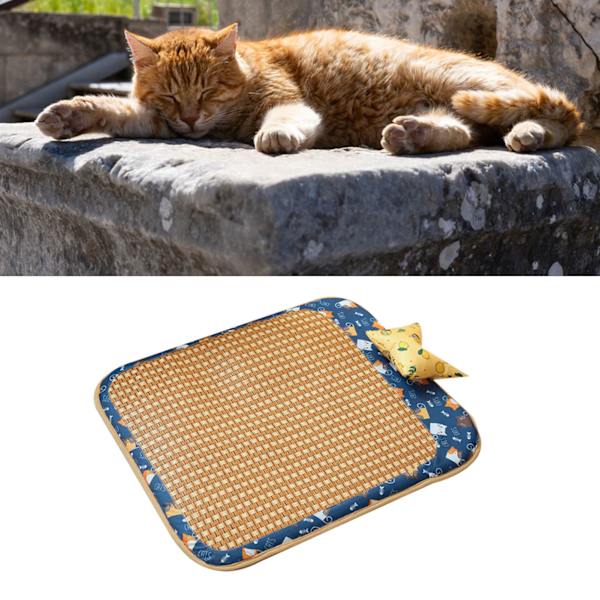 Hund Rattan Kylmatta Bite Resistent Bekväm Andningsbar Katt Kylmatta för Sommar L Blå
