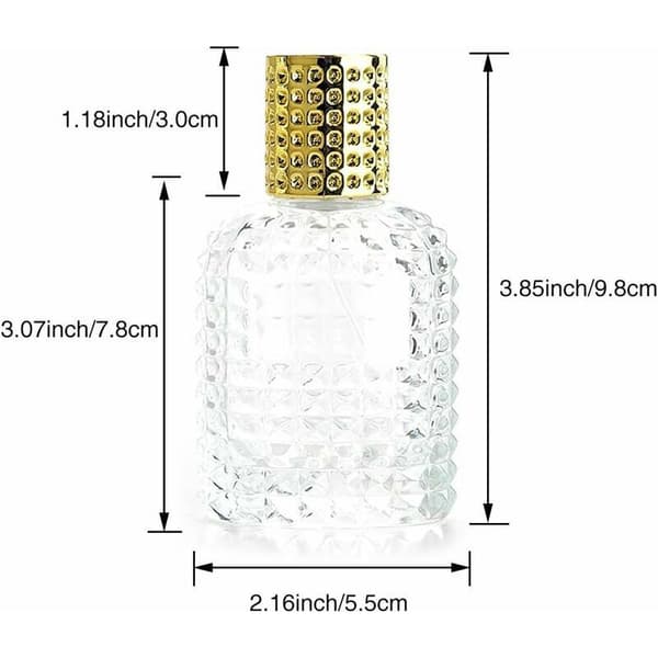 Påfyllningsbara tomma sprayflaskor i klar glas, 50 ml, med påfyllningstratt (guld)