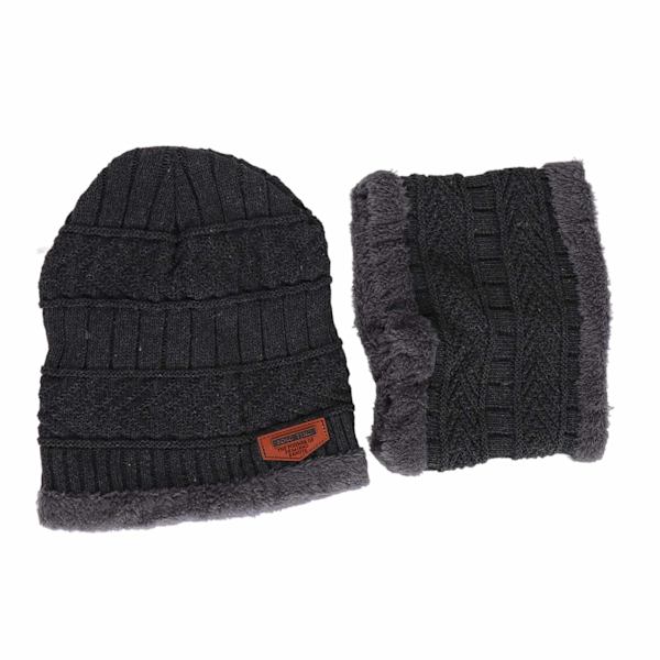 Vintermössa och Mask Set Tjock Mjuk Bekväm Polyester Varm Hållande Dammössa Stickad Mössa med Mask för Kvinnor Män Grå