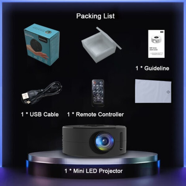 Mini bærbar husholdning LED-projektor optisk kablet projeksjonsenhet Len 320180 LCD-skjerm med trådspeilingsfunksjon