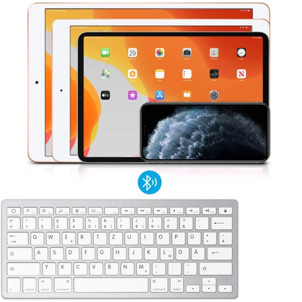 Tysk Bluetooth tastatur mus sæt til iPad 10.2, iPad 2018/2017, iPad 8/7/6/5/4, iPad Air 4/3/2, iPad Pro 10.5, iPad Mini 5/4, iPad Pro 12.9 og