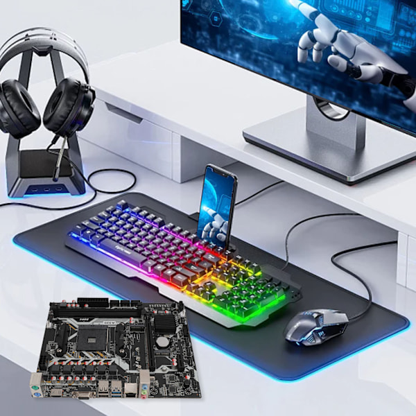 Stationär Dator Moderkort Dubbla DDR4-minnen PCI‑E 16X Gen 3.0 Slot NVME M.2 Port ATX för AMD AM4 Alla Serier CPU