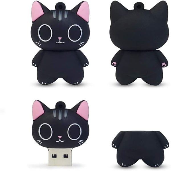 Söt U-disk 32GB tecknad katt U-disk minnespinne USB2.0 Djurdata lagringsgåva U-disk