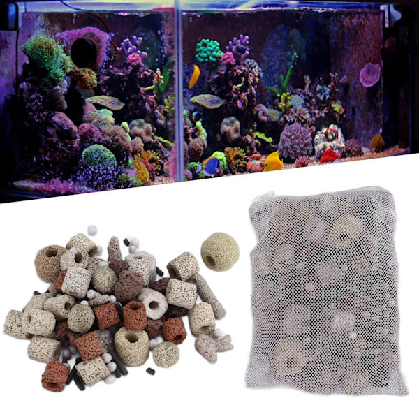 Akvarie Bio Balls Keramiske Ringer Sett 10 i 1 Aktivert Karbon Biologisk Filtermedia for Fisketank Dam