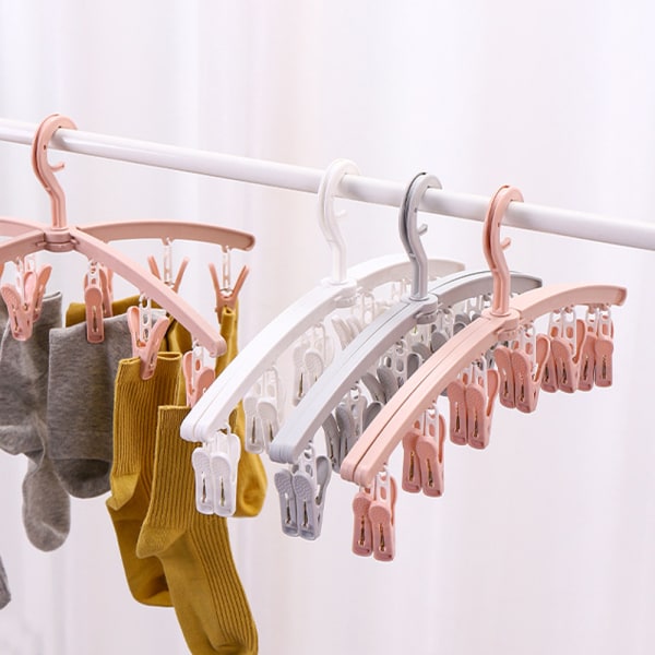 Vikbart torkställ med 12 klämmor för torkning av strumpor Underkläder Baby Torkhanddukar Roterbart torkställ för strumpor