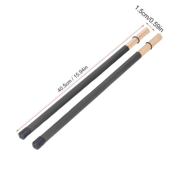 2 st Trummborste Trumstock Slägga Bambus Percussion Verktyg Instrument Tillbehör Set Kit Svart