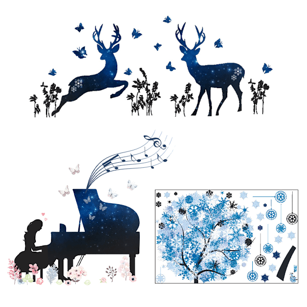 Julskog, Vattentät Konst För Smidig Ytapplicering, Väggdekaler, Skogsdjur, Ren Dekorationer, DIY Väggdekor, Vinter