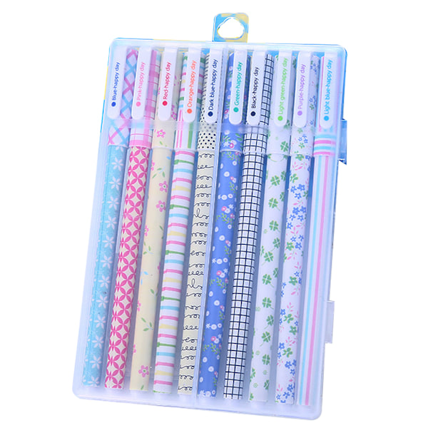 Gelpennor, skrivpenna, blandade färger, 10-pack