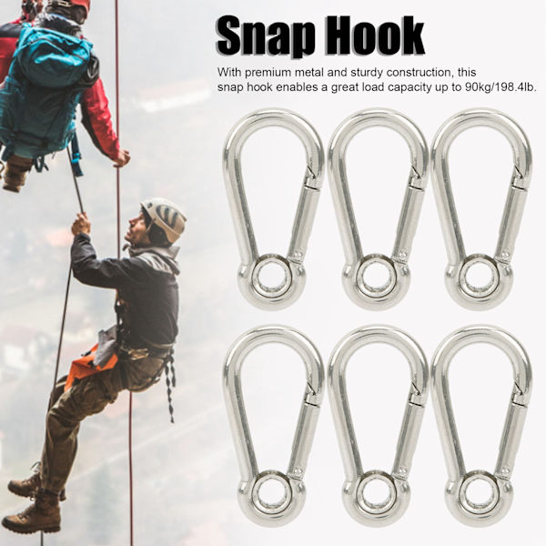 10 stk. Snap Hook Fjeder Karabiner Klips Spænde Rustfrit Stål til Camping Klatring Hængning M5