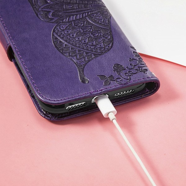 PU Läder Stativ Korthållare Strap Flip Cover för iPhone 14