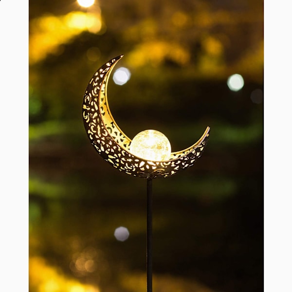 Trädgård Solar Lights Pathway Utomhus Moon Crackle Glass Globe Sta
