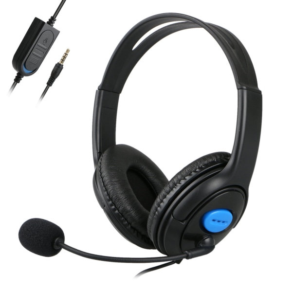 Stereospillhodesett med kabel, støyreduserende hodetelefoner med mikrofon, basssurround, myke øreklokker for PS4, PC, Xbox One-kontroller bærbar Mac