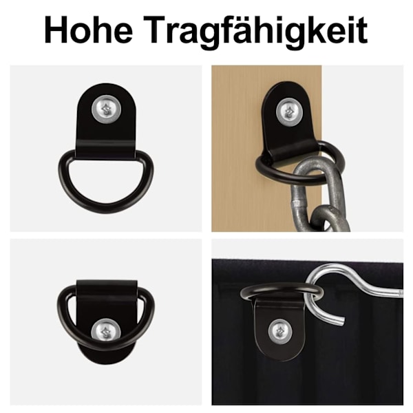 12-osainen D-asennusrengas sidontasilmä, D-rengaskoukut, V-muotoiset sidontasilmä, raskaat asennusrenkaat, taitettavat D-hihnaripustimet, raskas ruostumaton