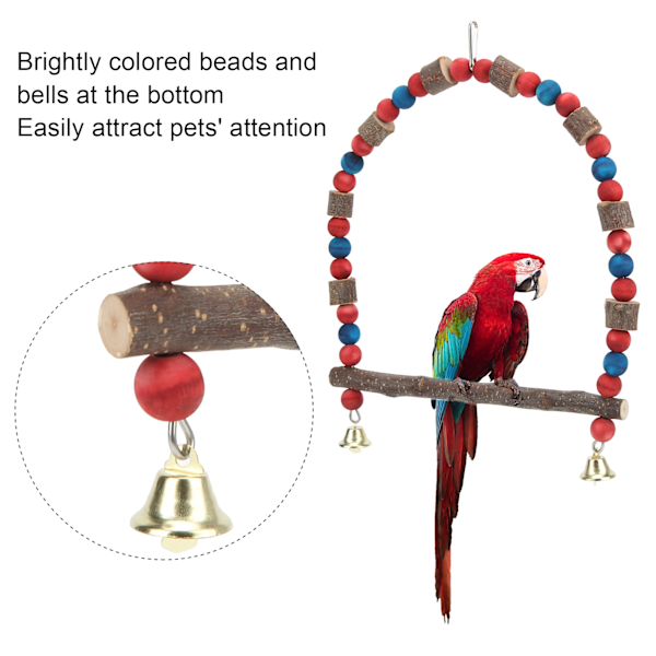 Fågelgunga leksak hängande stående papegoja bur leksak med krok för Lovebirds finkar parakiter undulater 12cm / 4.7in stående pol längd