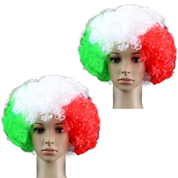 2 stk National Flag Short Curly Wig 2022 World Cup Short Curly