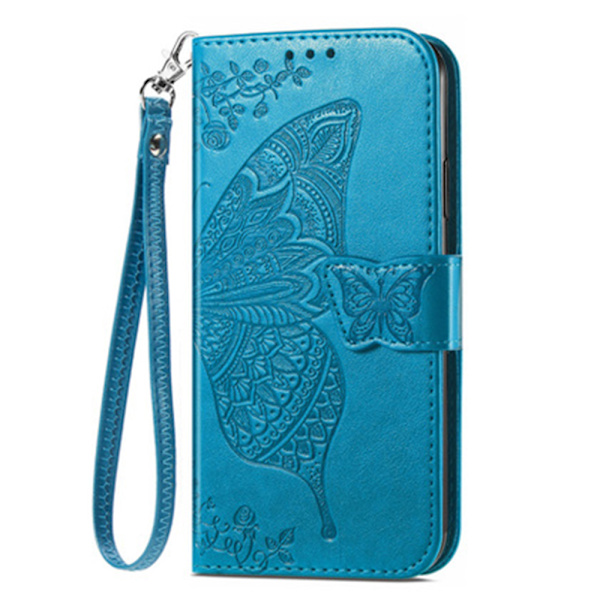 PU Læder Stativ Kortholder Strap Flip Cover til iPhone 14