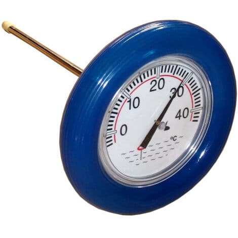 Memkey – Pooltermometer med blå flydering – Plasthus – Rustfri stålsonde – Stor urskive 26,5 cm
