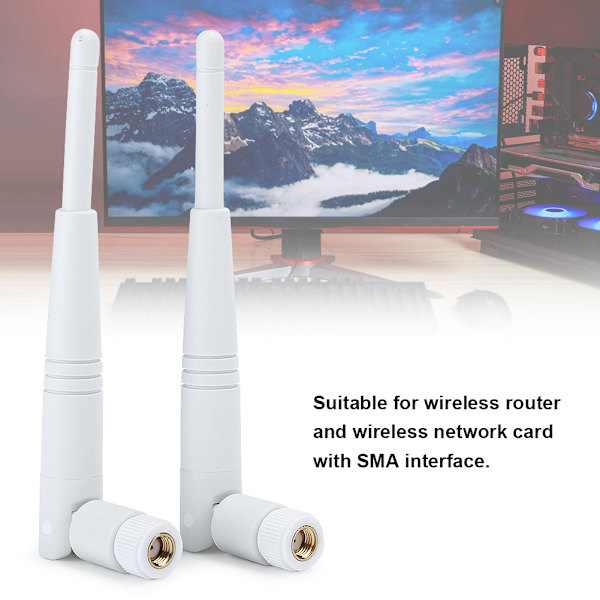 2 stk 2.4G/5G Dual Band WiFi-antenne 4DBi Omni RP-SMA Interface Aerial