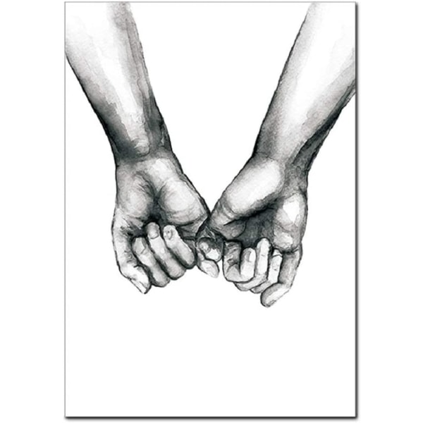 Kärlek och Hand i Hand Väggkonst Canvas Print Poster Svart och