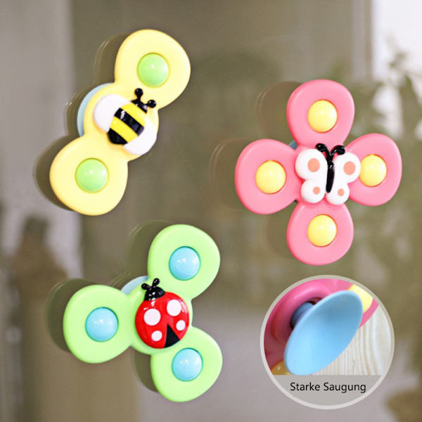 Fidgetleksaker, 3-pack sugkopp leksak, roligt insektsmönster, vattenleksak för barn, småbarn, sensorisk leksak, bebis från 1 år