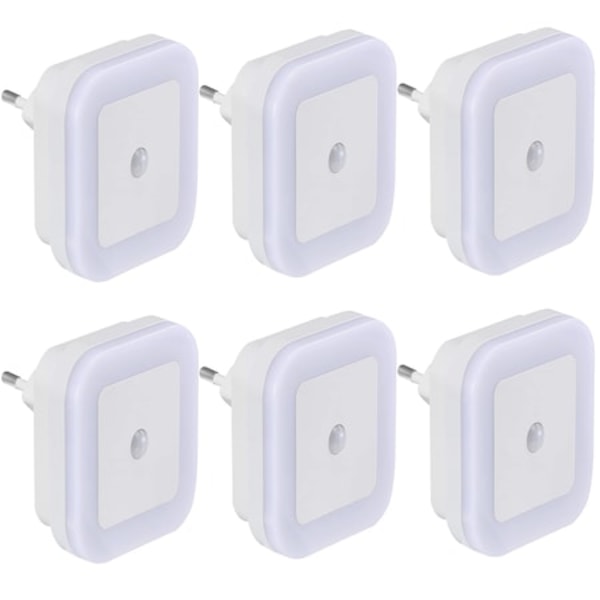 Sæt med 6 natlamper, Bevægelsessensor, LED, 40 lm, 0,5 W, Hvid