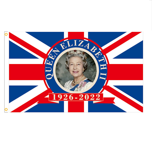 Hennes Majestäts flagga, minnesmärke över Storbritanniens drottning F