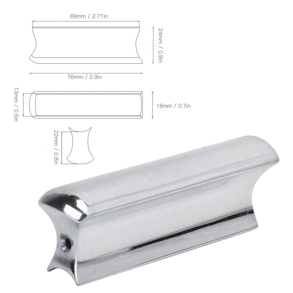 Gitar Slide Bar Stick Picks Rustfritt Stål Metall Antirust Solid Instrument Tilbehør (Sølv)