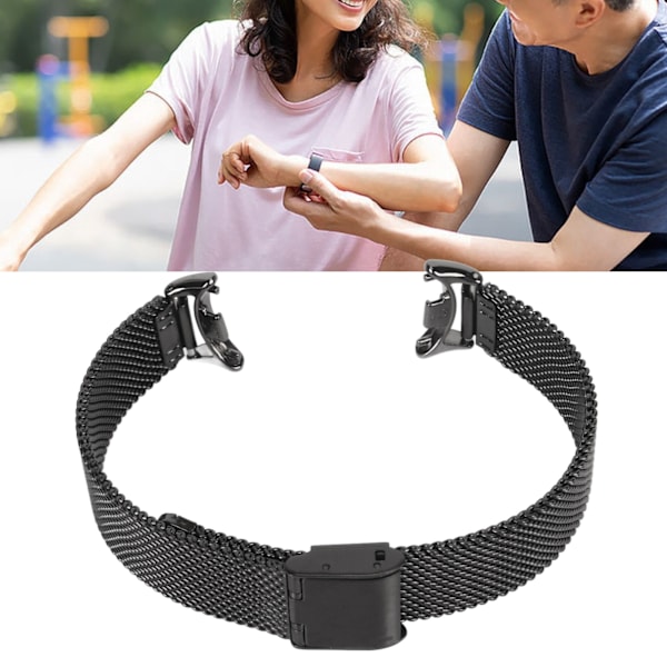 Justerbar erstatningsklokkestropp Pustende sammenleggbar spenne Hurtigutløsing Rustfritt stål klokkebånd for Mi Band 8 Svart
