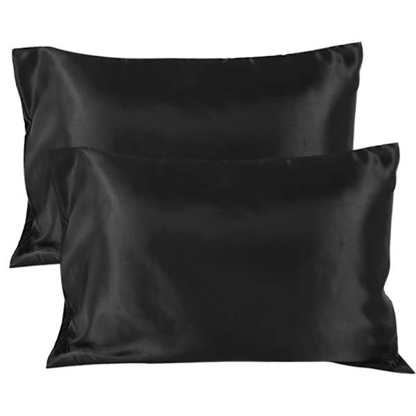 Pehmeä ja silkkisen satiininen tyynyliina musta vetoketjulla US Standard 51*66*2 cm