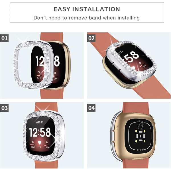 [2Pack] Kompatibel för Fitbit Versa 3 Fitbit Sense Bling