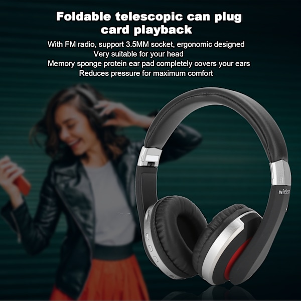 Vikbart Bluetooth Headset Trådlösa Over Ear Stereo Headset med Mikrofon Gaming Hörlurar Silver