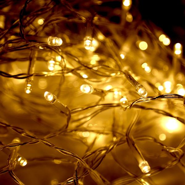Batteridrevne 100 LED-lyslenker Julehagefestdekorasjon med fjernkontroll Varmt hvitt