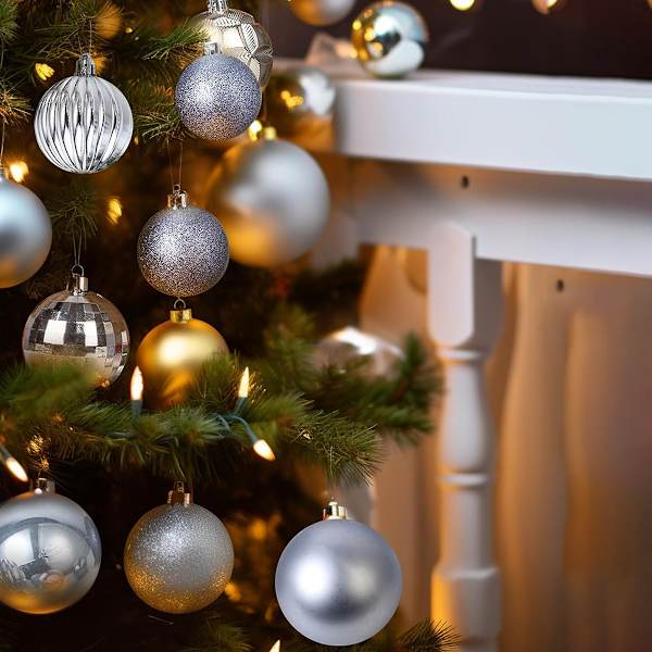 34 ST Julkulor Ornament Set 4cm/1.57in silvery