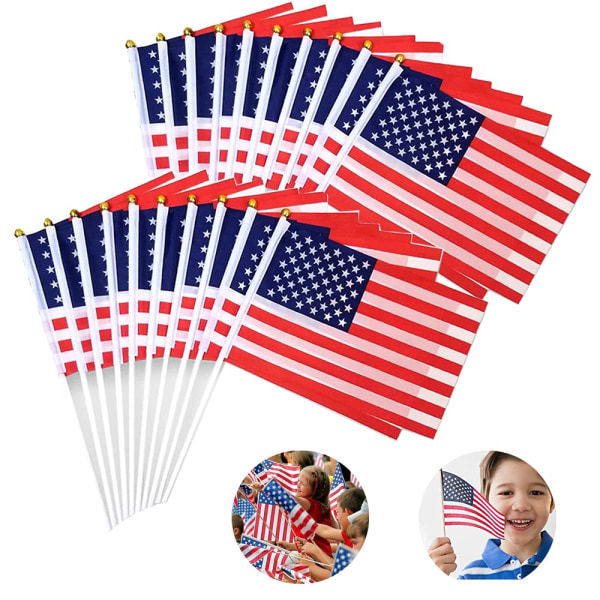 Amerikanske flag med pind, 4. juli dekorationer udendørs, 100
