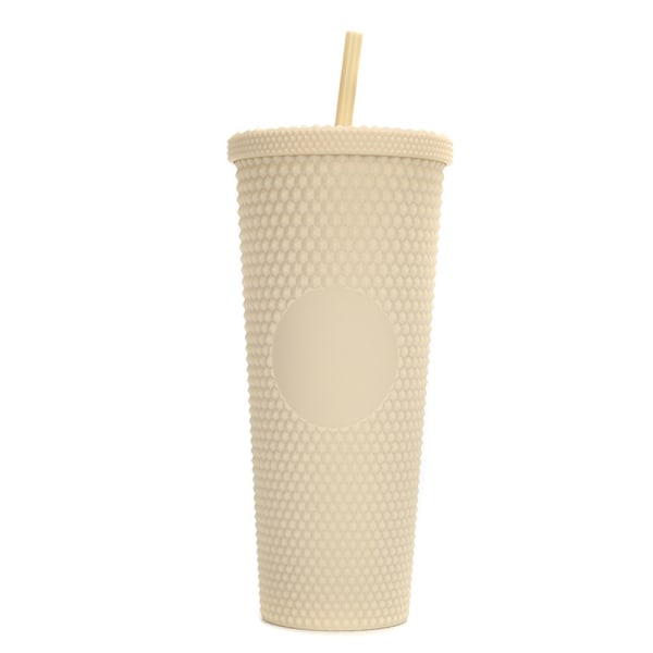 710ml Plastic Tumbler with Lid and Straw, Reusable Iced Coffee