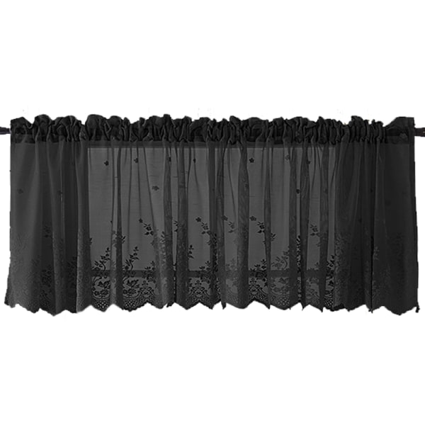 1 pcs Floral Lace Valance Curtain Embroidery Semi Sheer Short Wi